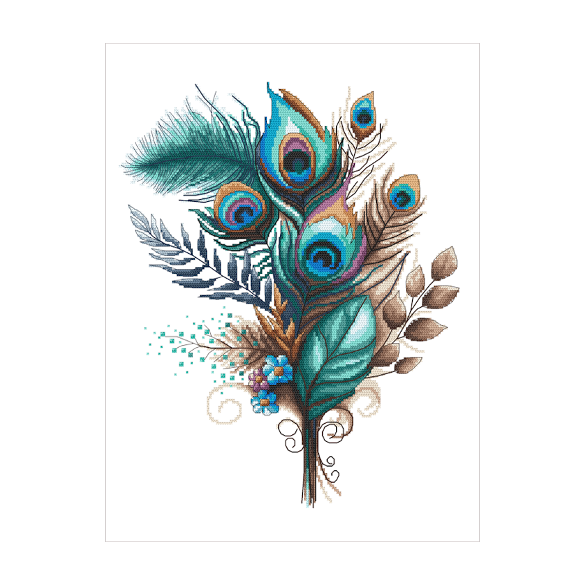 Cross stitch pattern for a phone - Feather bouquet