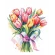 Vzor na vyšívání na mobil - Akvarelové tulipány