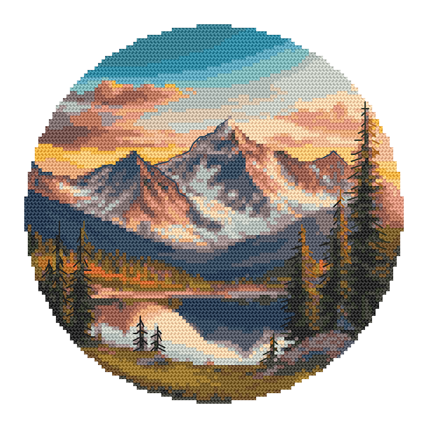 Cross stitch pattern for a phone - Picturesque lake