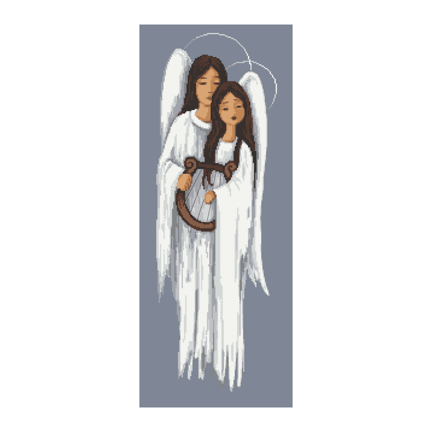 Cross stitch pattern for a phone - Angels with a harp