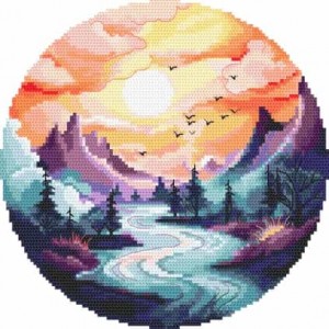 S 10888 Cross stitch pattern for a phone - Picturesque mountains