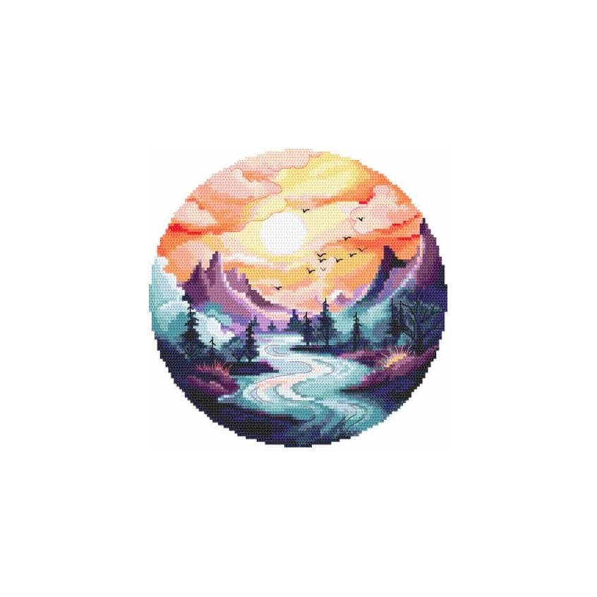 Cross stitch pattern for a phone - Picturesque mountains