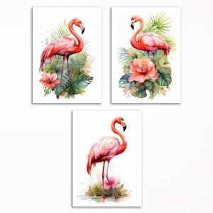 0131-PLA33 Set of posters - Flamingos - 3 pcs. 29,7x42 cm