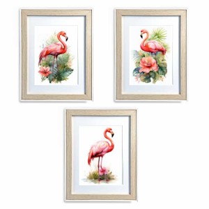 0131-21X27X3B Set of pictures - Flamingos - 3 pcs 21x27 cm