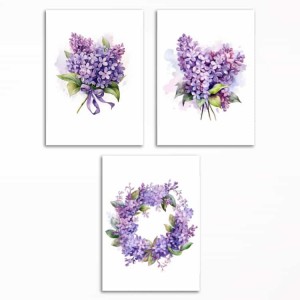 0061-PLA33 Set of posters - Composition with lilac - 3 pcs. 29,7x42 cm