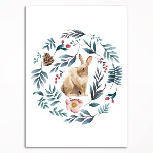 0212PL Poster - Hare and leaves