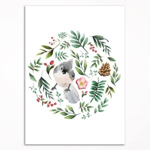 0213PL Poster - Bird and leaves