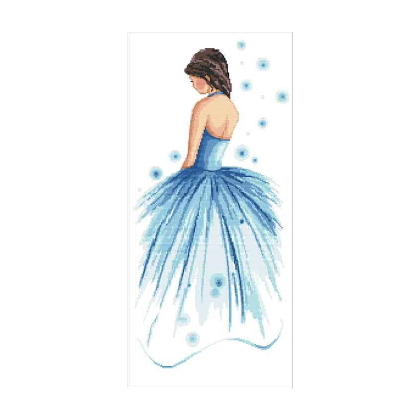 Cross stitch pattern for a phone - Lady in blue