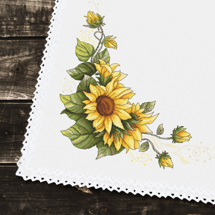 GU 11029 Cross stitch pattern on paper - Vintage sunflower table runner