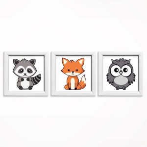 0109-10X10X3B Set of pictures - Little animals I - 3 pcs 12x12 cm