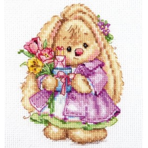 ALI 0-193 Cross stitch kit - Bunny spring