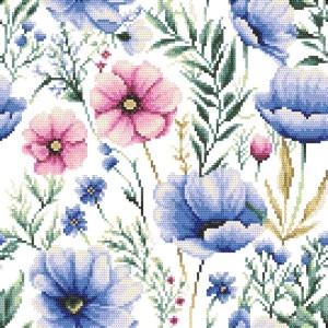 GC 10915 Cross stitch pattern on paper - Repeatable pattern - Flowers I