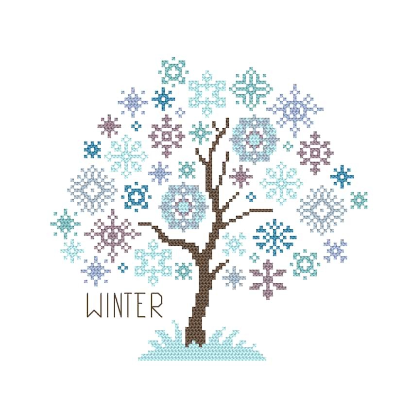 Cross stitch pattern for a phone - Seasonal tree - Winter