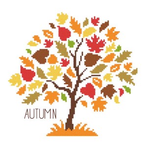 GC 10913 Cross stitch pattern on paper - Seasonal tree - Autumn