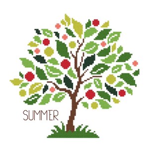 S 10912 Cross stitch pattern for a phone - Seasonal tree - Summer