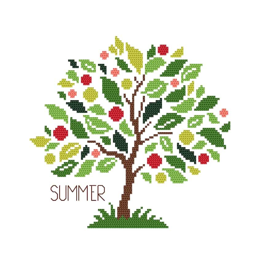 Cross stitch pattern for a phone - Seasonal tree - Summer
