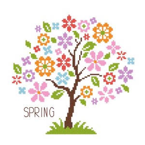GC 10911 Cross stitch pattern on paper - Seasonal tree - Spring