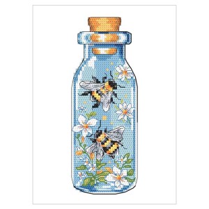 S 10907 Cross stitch pattern for a phone - Bumblebees in a bottle