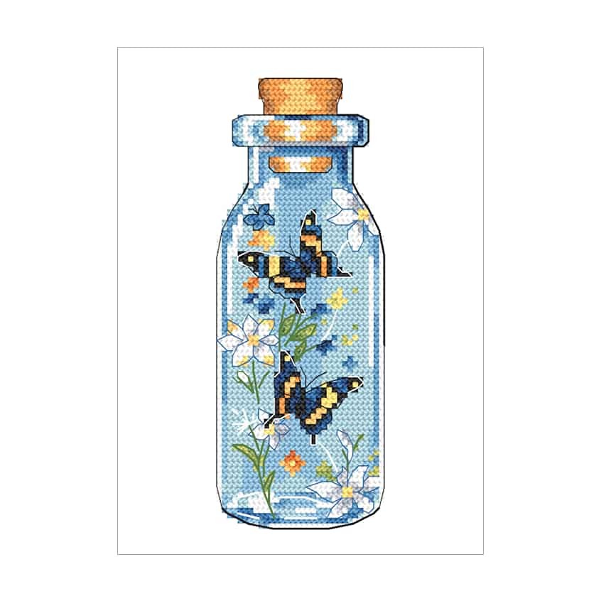 Cross stitch pattern for a phone - Butterflies in a bottle