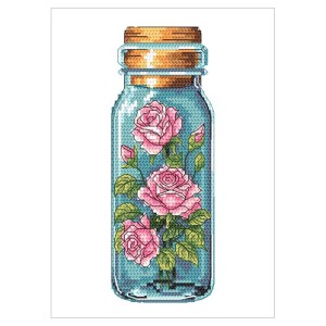 W 10909 Cross stitch pattern PDF - Roses in a bottle