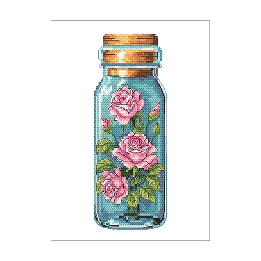 Cross stitch pattern for a phone - Roses in a bottle