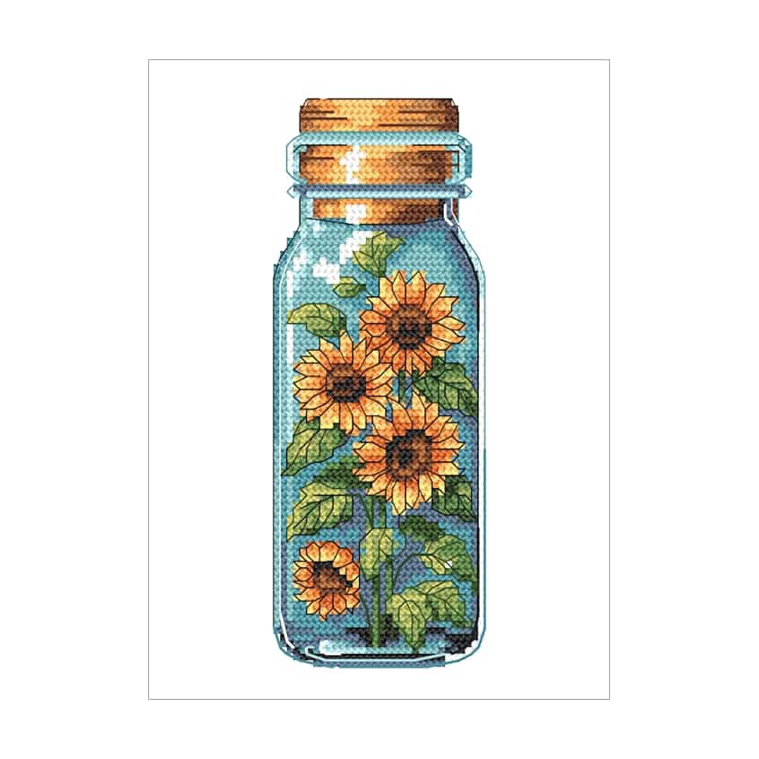 Cross stitch pattern for a phone - Sunflowers in a bottle