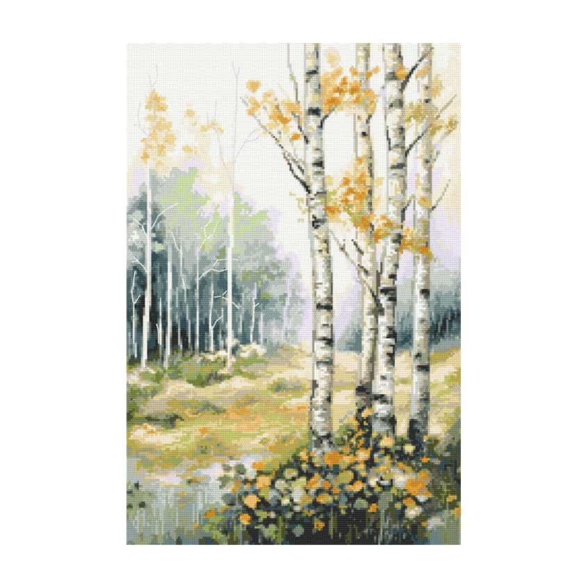 Cross stitch pattern for a phone - Mysterious birches