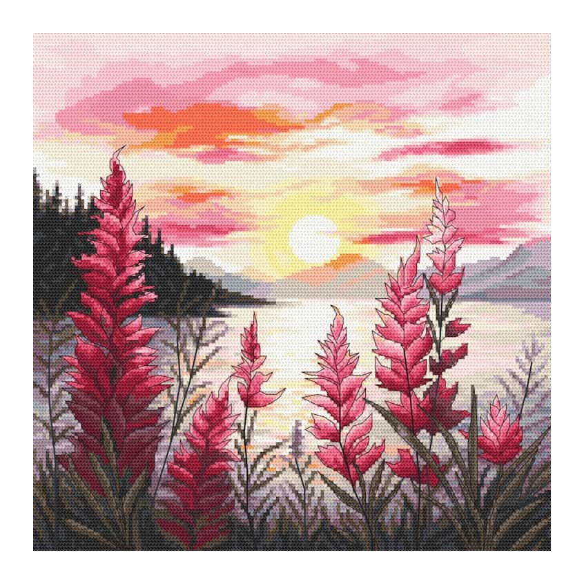 Cross stitch pattern for a phone - Ruby sunset