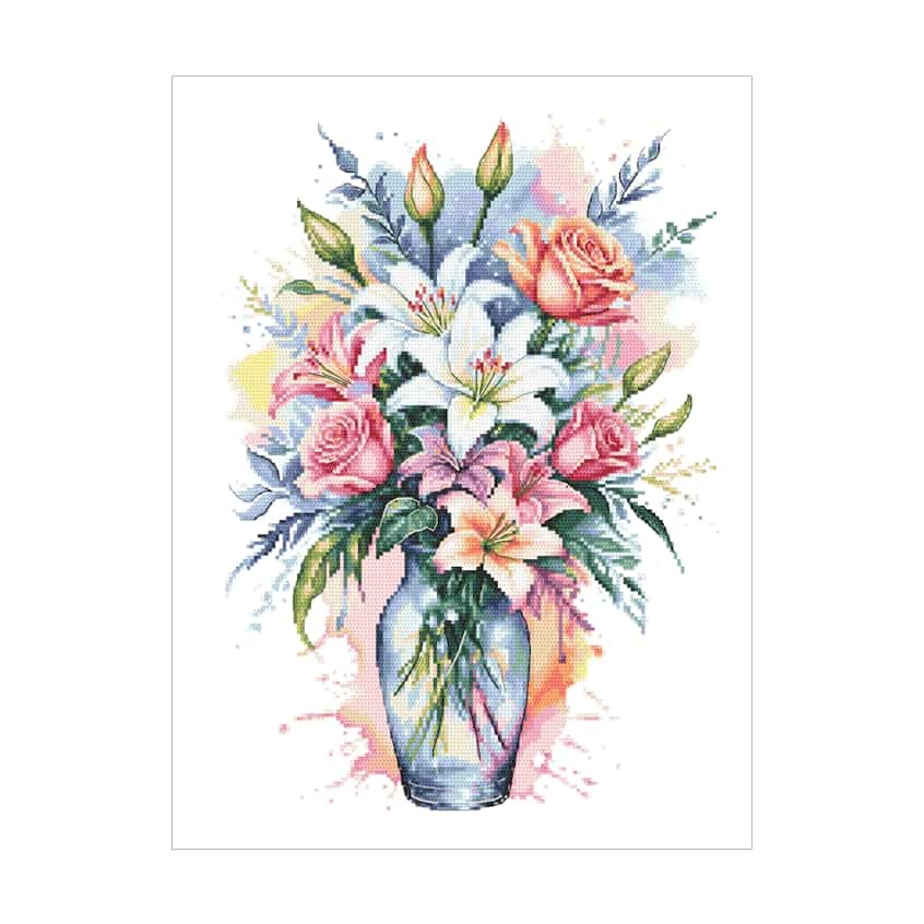 Cross stitch pattern for a phone - Watercolor flowers