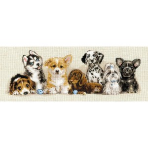 RIO 2221 Cross stitch kit with yarn - Puppies