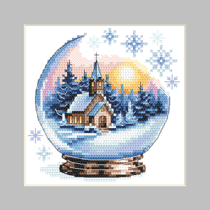 W 10920 Cross stitch pattern PDF - Christmas postcard - Christmas ball with a church