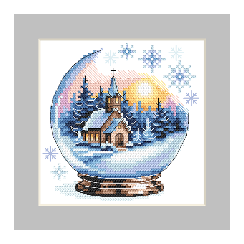 Cross stitch pattern for a phone - Christmas postcard - Christmas ball with a church