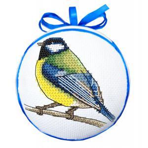W 11044 Cross stitch pattern PDF - Christmas ball with a titmouse