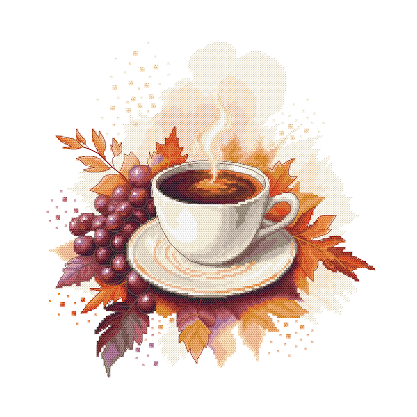 Cross stitch pattern for a phone - Autumn coffee