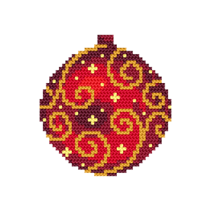 ZI 11054 Cross stitch kit with mouline and beads - Pendant - Christmas ball with gold arabesque