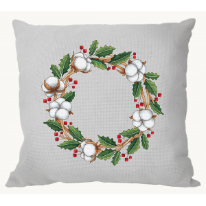 ZU 11057-01 Cross stitch kit - Cushion - Cotton wreath