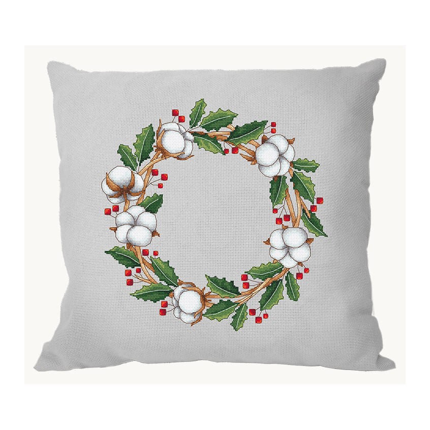 Cross stitch pattern for a phone - Cushion - Cotton wreath