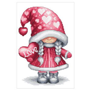 GC 11061 Cross stitch pattern on paper - Valentine's Day lady gnome
