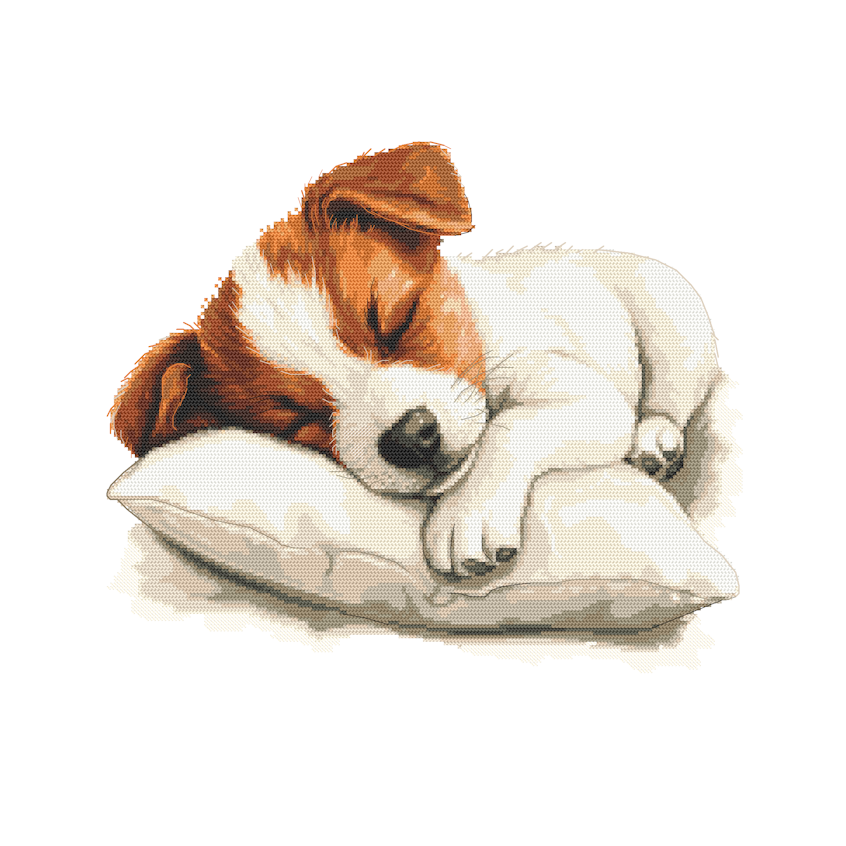 Cross stitch pattern for a phone - Puppy on a pillow