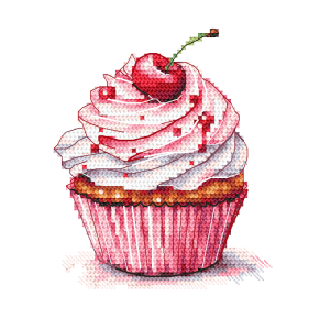 GC 10938 Cross stitch pattern on paper - Cherry cupcake