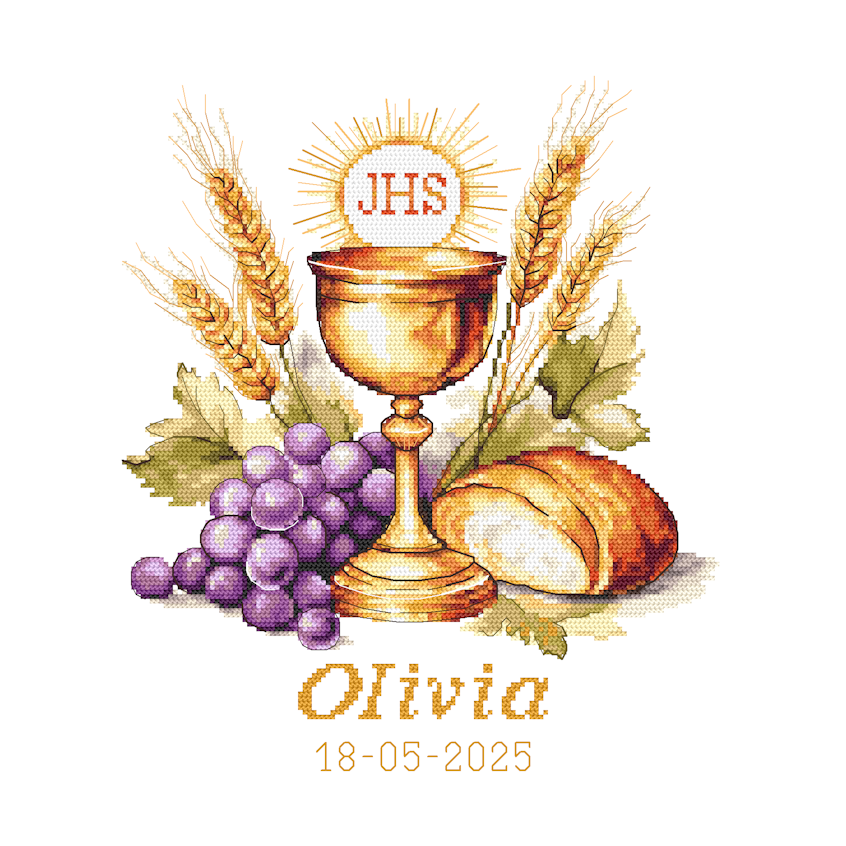 Cross stitch pattern for a phone - In rememberance of First Communion - Chalic