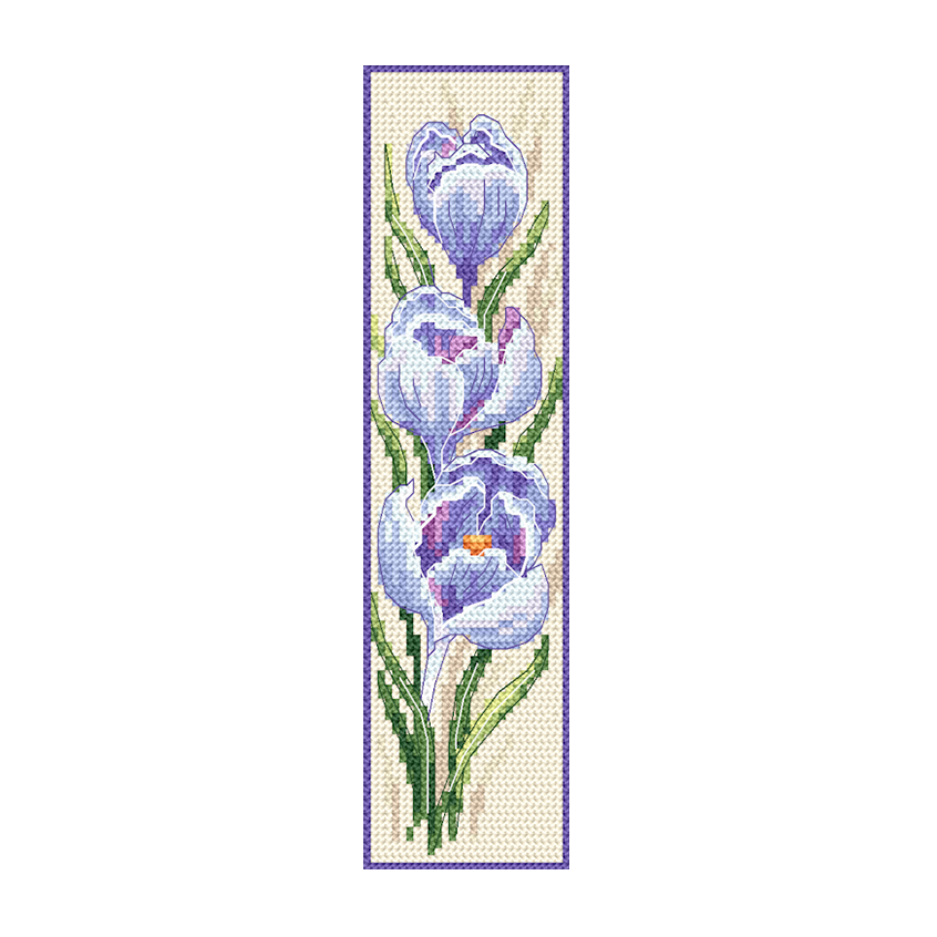 Cross stitch pattern for a phone - Bookmark with crocuses