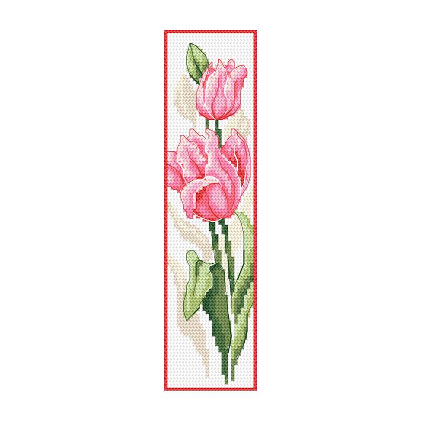 Cross stitch pattern for a phone - Bookmark with tulips
