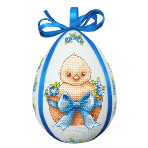 W 11065 Cross stitch pattern PDF - Easter egg - Chick in flowers