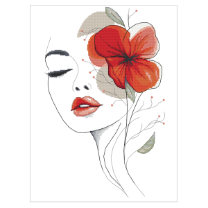 GC 11079 Cross stitch pattern on paper - Woman with a flower III