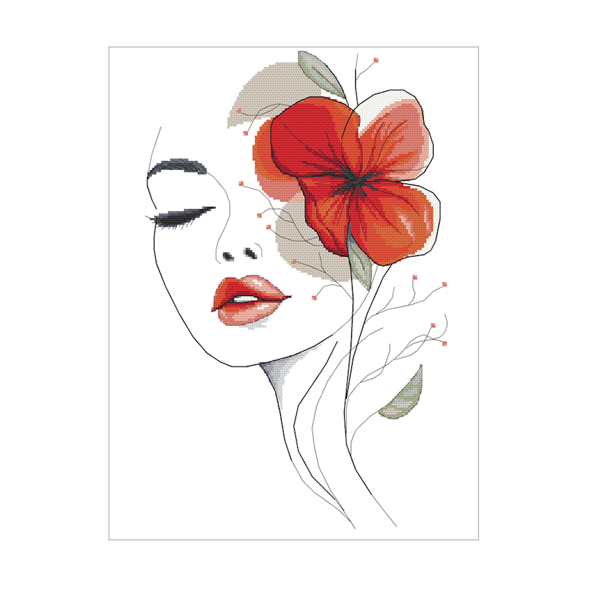 Cross stitch pattern for a phone - Woman with a flower III