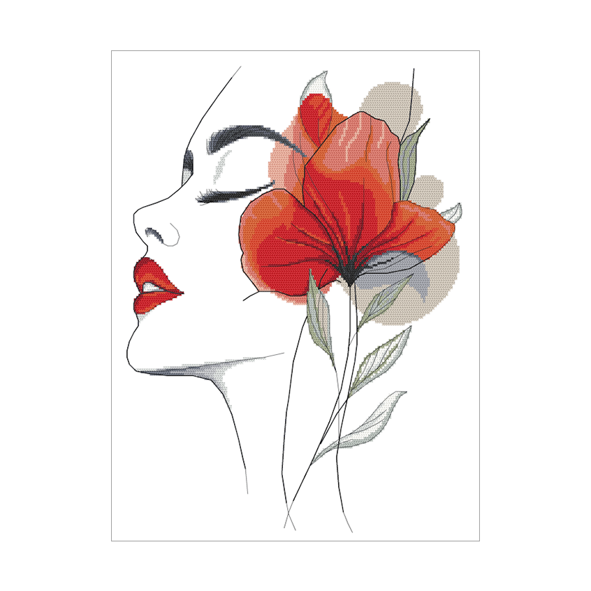 Cross stitch pattern for a phone - Woman with a flower II