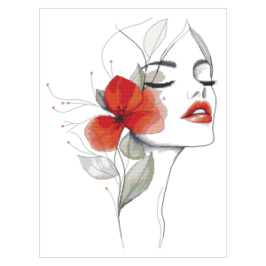 W 11077 Cross stitch pattern PDF - Woman with a flower I