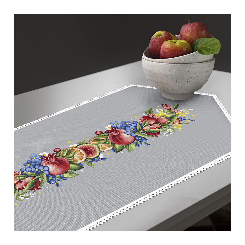 Cross stitch pattern for a phone - Fruit table runner