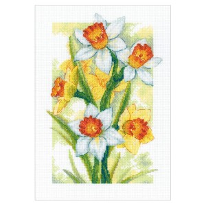 RIO 2189 Cross stitch kit with mouline - Spring glow Daffodils